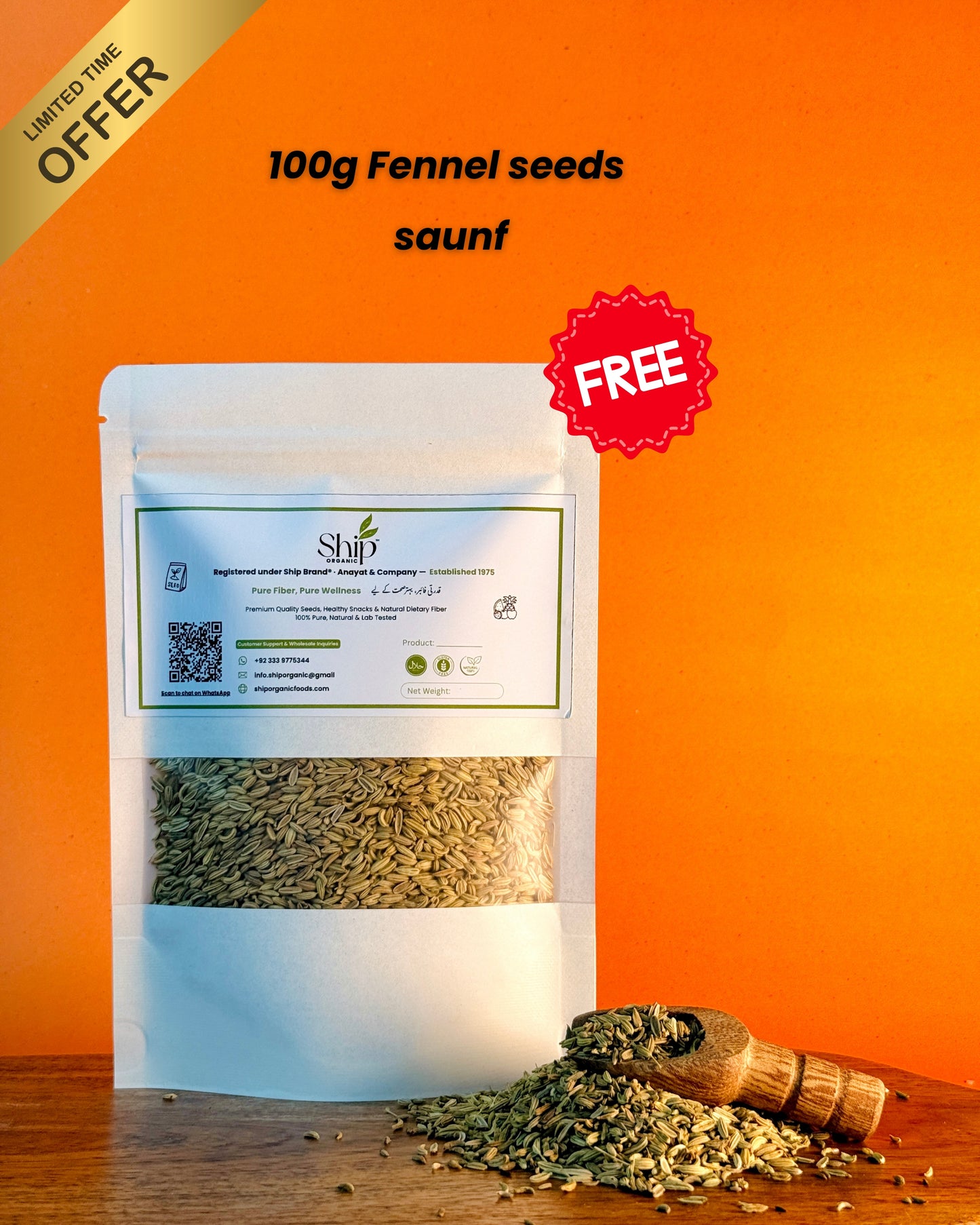 400g Premium Chia Seeds (2 x 200g Pouches) + FREE 100g Fennel Seeds