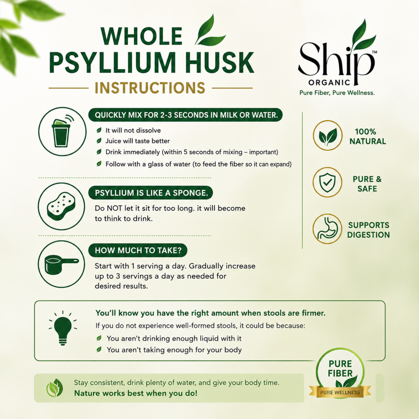 Ship Organic Psyllium Husk (Ispaghol Chilka) | 100% Pure Natural Fiber