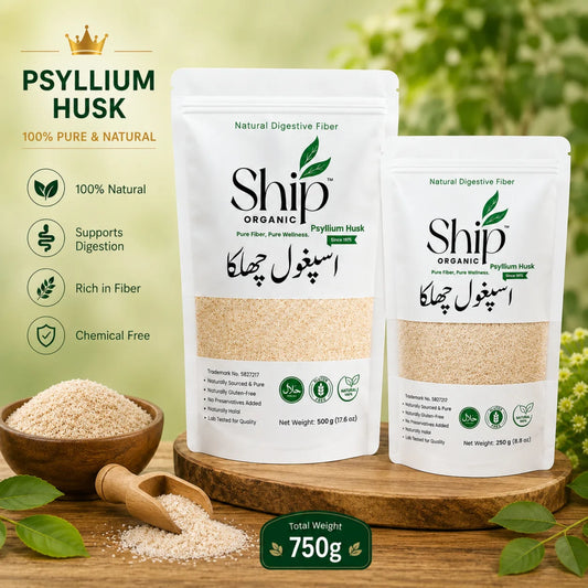 Psyllium Husk (Ispaghol Chilka) 750g Value Pack - 250g × 3 Pouches | Ship Organic