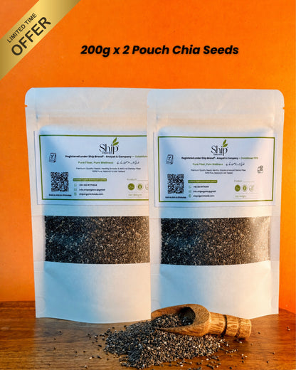 400g Premium Chia Seeds (2 x 200g Pouches) + FREE 100g Fennel Seeds