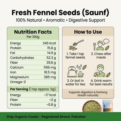 Ship Organic Fennel Seeds (Saunf) | Premium Natural Fresh Seeds