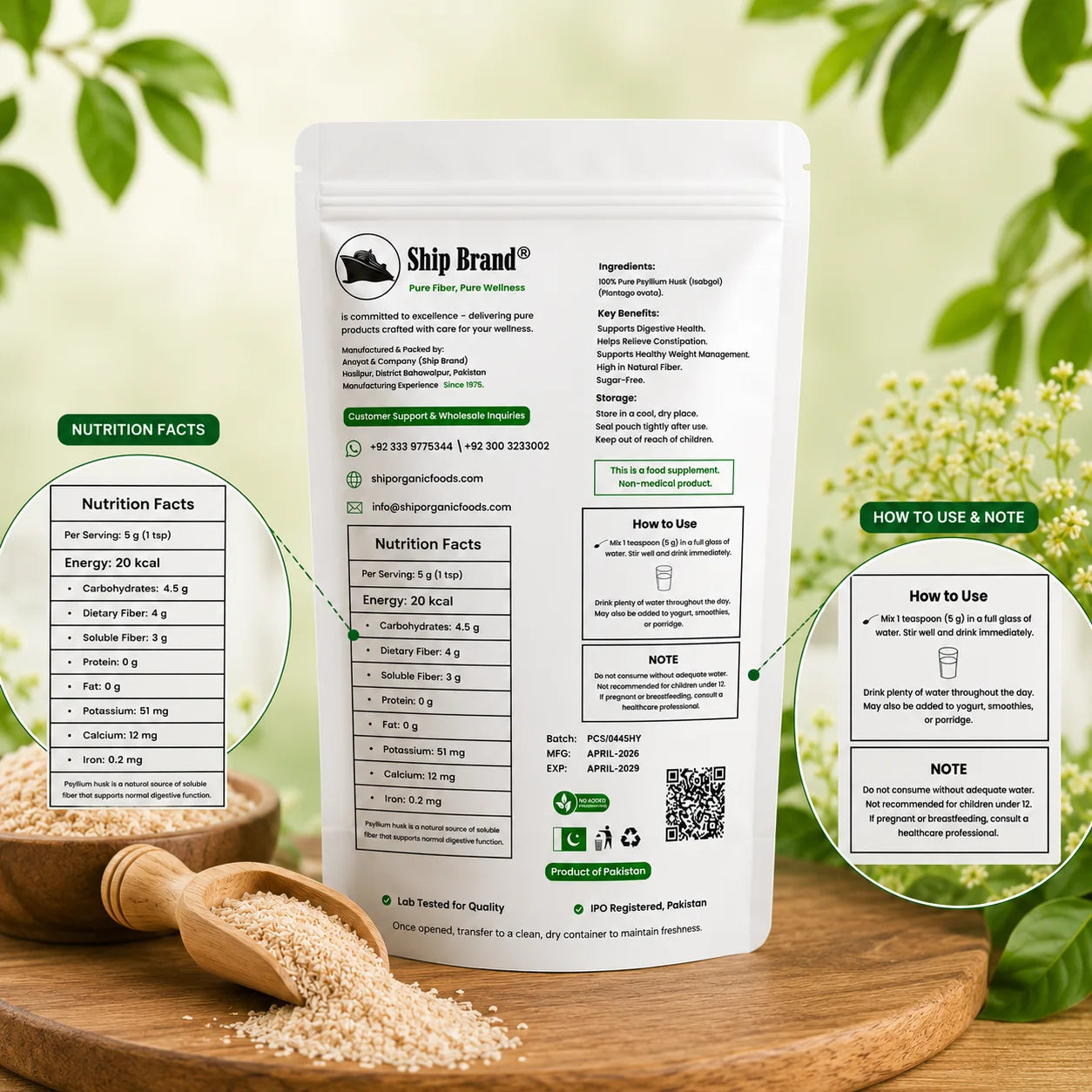 Ship Organic Psyllium Husk (Ispaghol Chilka) | 100% Pure Natural Fiber