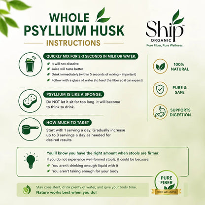 Ship Organic Psyllium Husk (Ispaghol Chilka) | 100% Pure Natural Fiber
